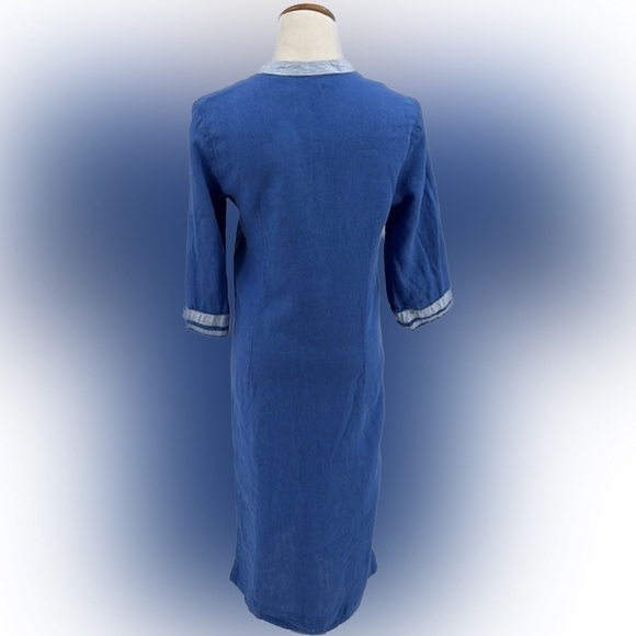 Richards Royal Blue Linen V-Neck Dress Size 36 = US Small - Picture 4 of 11